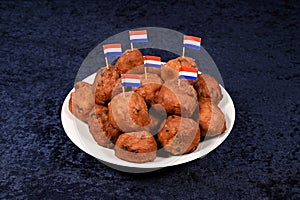 Oliebollen with Dutch flags