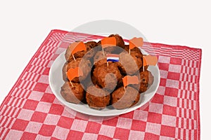 Oliebollen with Dutch flags