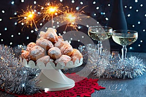 Oliebollen, Oil Balls, or Dutch Doughnuts, Fried Dough for New Year\'s Eve Holiday