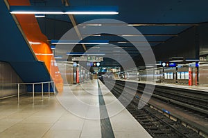 Olimpia metro station. View of the underground platform