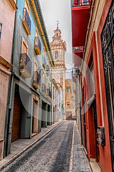 Oliva Spain historic old town narrow street, Valencian Community