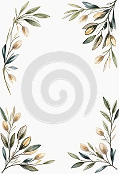 Olive Branch Minimalist Photo Frame â Soft Watercolor Natural Border photo
