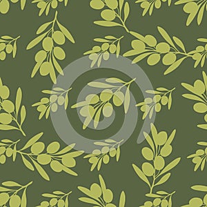 Olive branch with olives seamless background