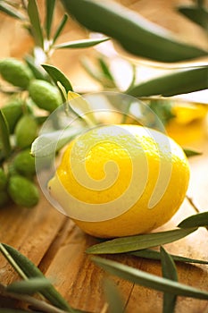 Olive branches with lemon