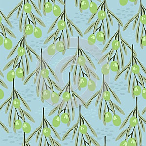 Olive branches seamless pattern. Olive background illustration.