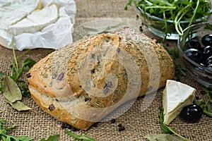 Olive bread with herbs and vegetables