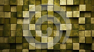 Olive Cubes Wall Background, abstract illustration