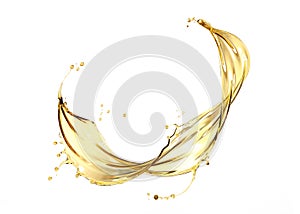 Olive or engine oil splash Golden Cosmetic Liquid.