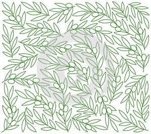 Olive floral pattern background. Editable outline stroke. Vector line.