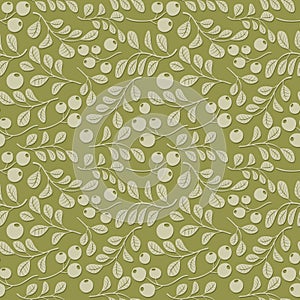 Olive floral pattern with shadow - seamless vector