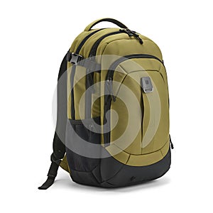 Olive Green Backpack Isolated on White