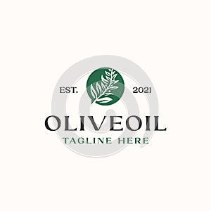 Olive Leaf Logo Template Isolated in White Background