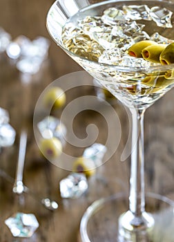 Olive martini cocktail