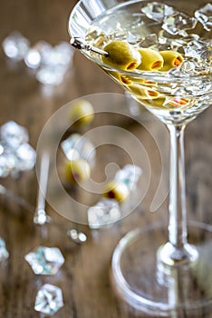 Olive martini cocktail