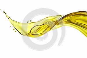 An olive or motor oil wave rippling alone on a vewhite surface