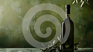 Olive oil bottle ad background with copyspace, vegetable oil commercial produce, food industry and retail