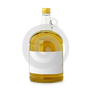 Olive Oil bottle with blank label isolated on white background