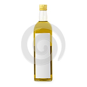 Olive Oil bottle with blank label isolated on white background