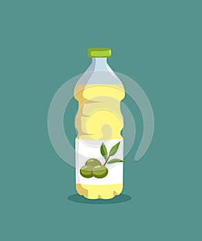 Olive Oil Bottle Vector Cartoon Illustration Design