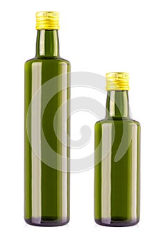 Olive oil bottles on white. clipping path photo