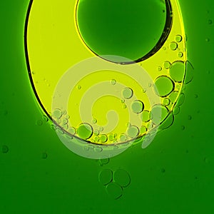 Olive oil bubbles in water