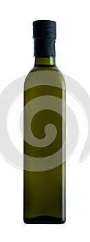 Olive oil in dark green bottle