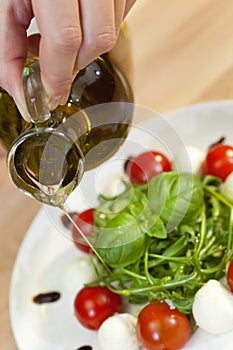 Olive Oil Dressing Tomato Mozzarella Rocket Salad