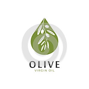 Olive Oil  Droplet and Fruit logo design template - Vector