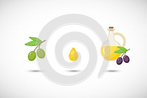 Olive oil flat icon set