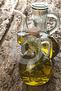 Olive oil flavored with rosemary photo