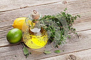 Olive oil and fresh garden herbs