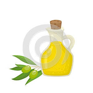 Aceituna aceite vaso jarra aceituna rama aislado sobre fondo blanco 