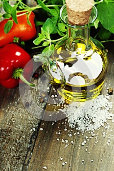 Olive oil, herbs and spices