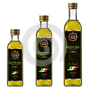 Olive oil labels collection. Hand drawn vector illustration templates for olive oil packaging