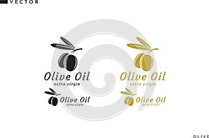 Olive oil logo. Black olives and green olives