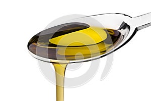 Olive Oil Poured from A Spoon