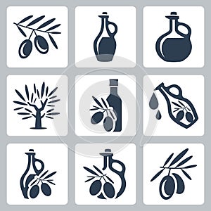 Olive oil related icon set