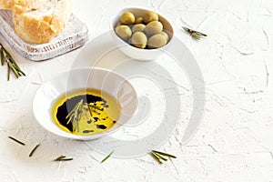 Olive oil with rosemary, balsamic