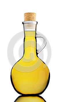 Olive oil in a round bottle