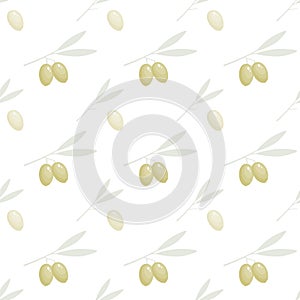 Olive oil seamless pattern on transparent background, flat vector