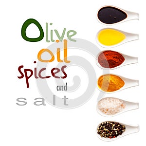Olive oil, spices and salt