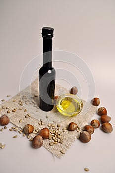 Olive oil, sunflower seeds, nuts and salt