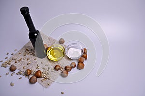Olive oil, sunflower seeds, nuts and salt