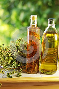 Olive oil,vinegar, and oregano .