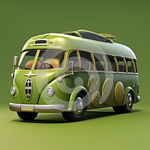 Olive And Olive Cartoon Bus: Overwatch Style 3d Cgi Art