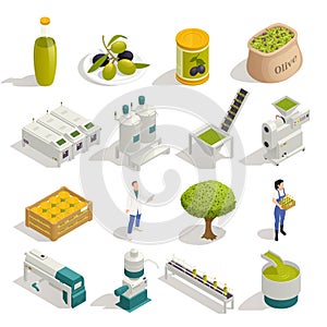 Olive Production Isometric Set