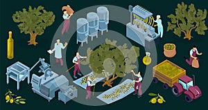 Olive Production Isometric Set