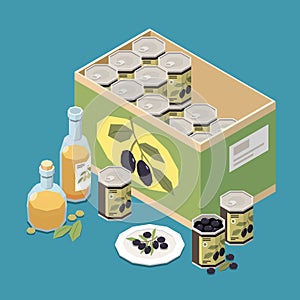 Olive Products Isometric Composition