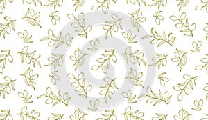 Olive seamless pattern. Vector decorative olive branch.