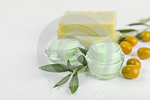 Olive Spa. Essential oils, face and body cream, scrub, sea salt, handmade soap with olive oil extract